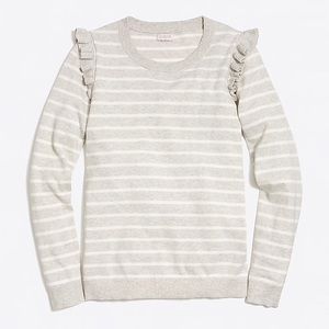 J.Crew Factory Striped Ruffle Shoulder Sweater